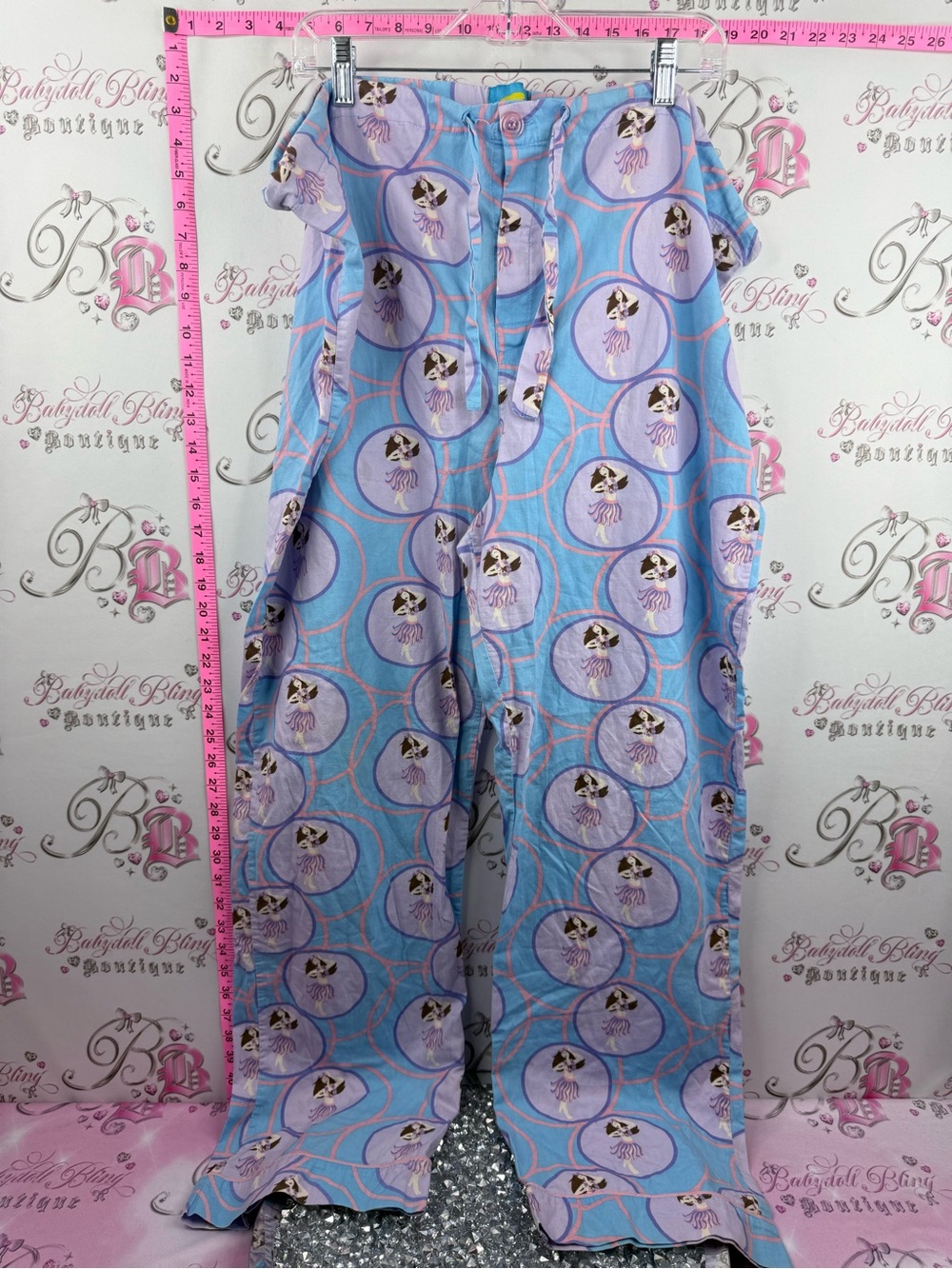 FRESH N FUNKY pj pants hula girl dancing Hawaii dotted polka dot pants